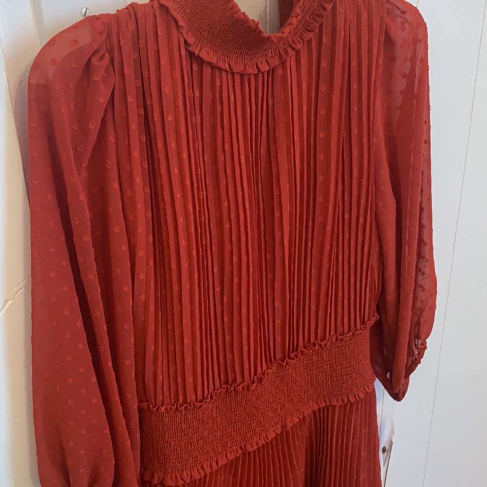 Nanette Lepore mock neck pleated midi dress size 4 NWT - Picture 3 of 4